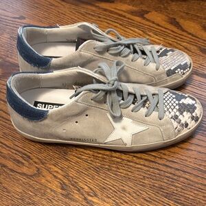 Golden Goose Gray and Blue Athletic Shoes